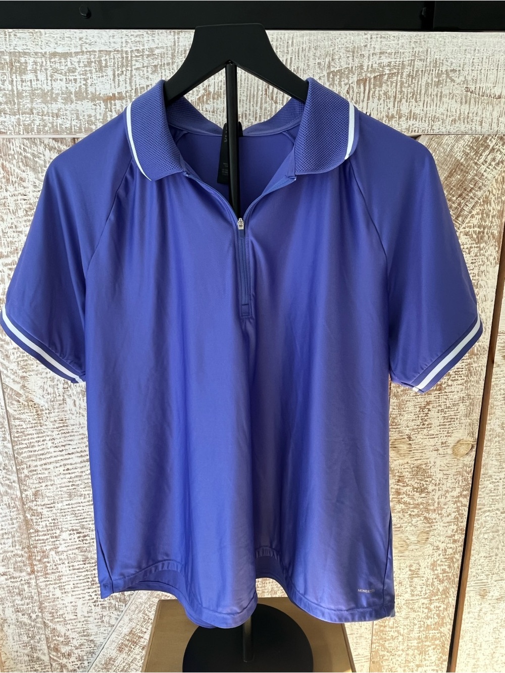 Women’s Mondetta Purple Short Sleeve Zip Golf Polo with White Trim Size XL